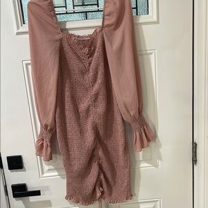 Elegant Pink Long Sleeve Dress